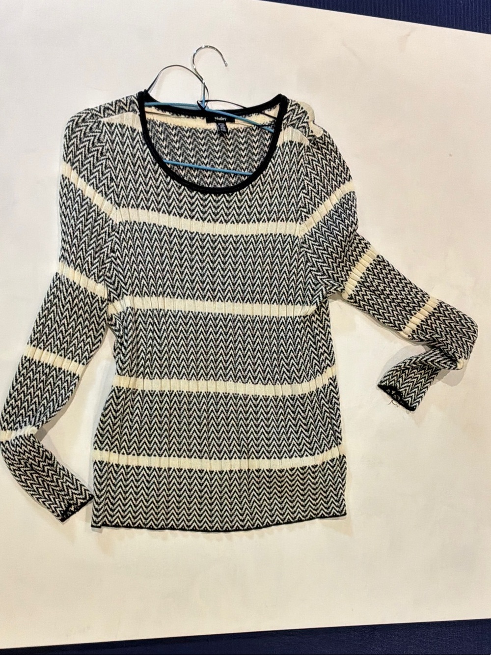 Hatley Black and Cream Chevron Crewneck Sweater